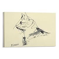 ピカソの猫アート・可愛い猫の絵画・キャンバス 30*40 2枚セット アートパネル ピカソ Picaso ネコとヒヨコ 絵画 現代